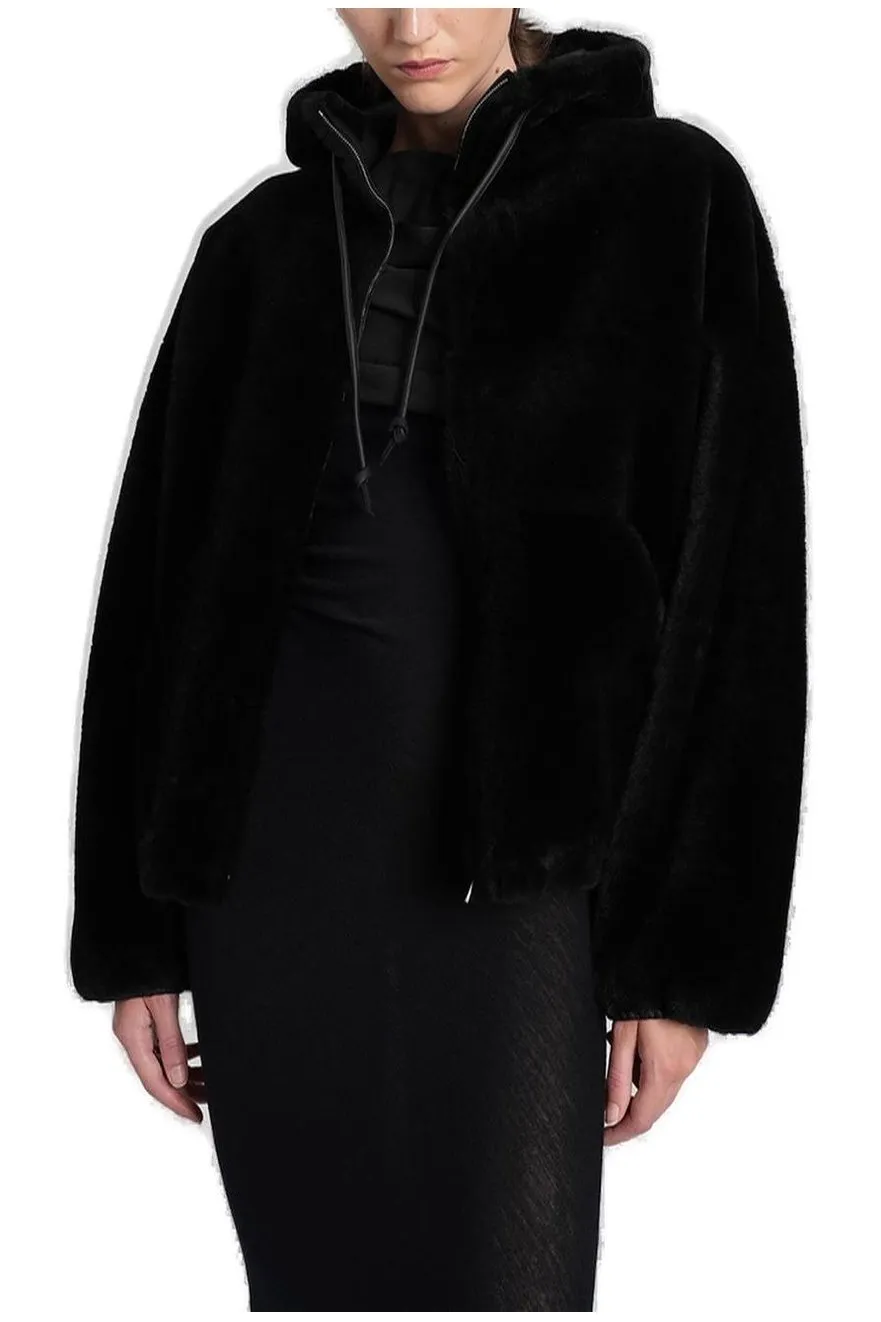 Hooded Reversible Zipped Fur Jacket