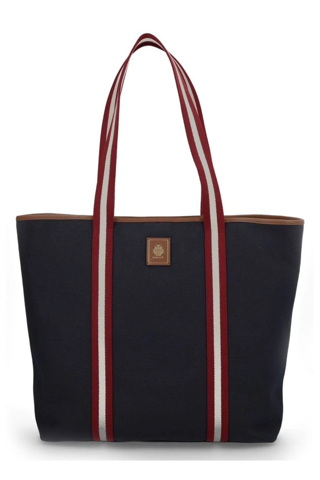 Striped-Panel Top Handle Bag