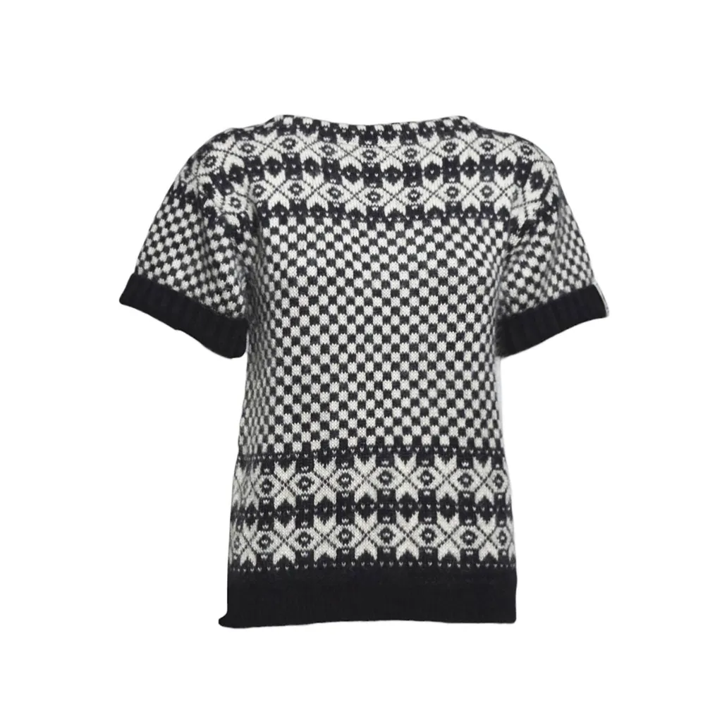 Checked Short-Sleeved Jumper