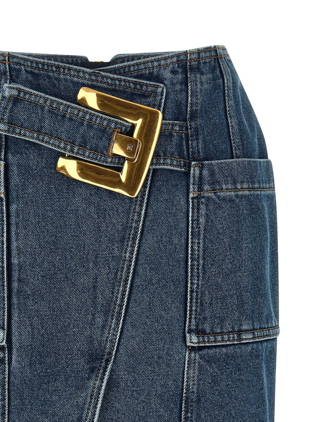 Belted Short Denim Skirt