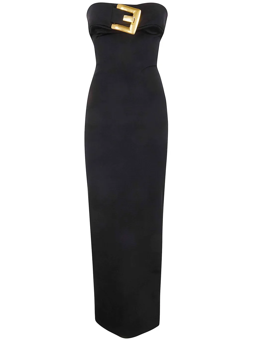 Buckle Embellished Strapless Maxi Dress