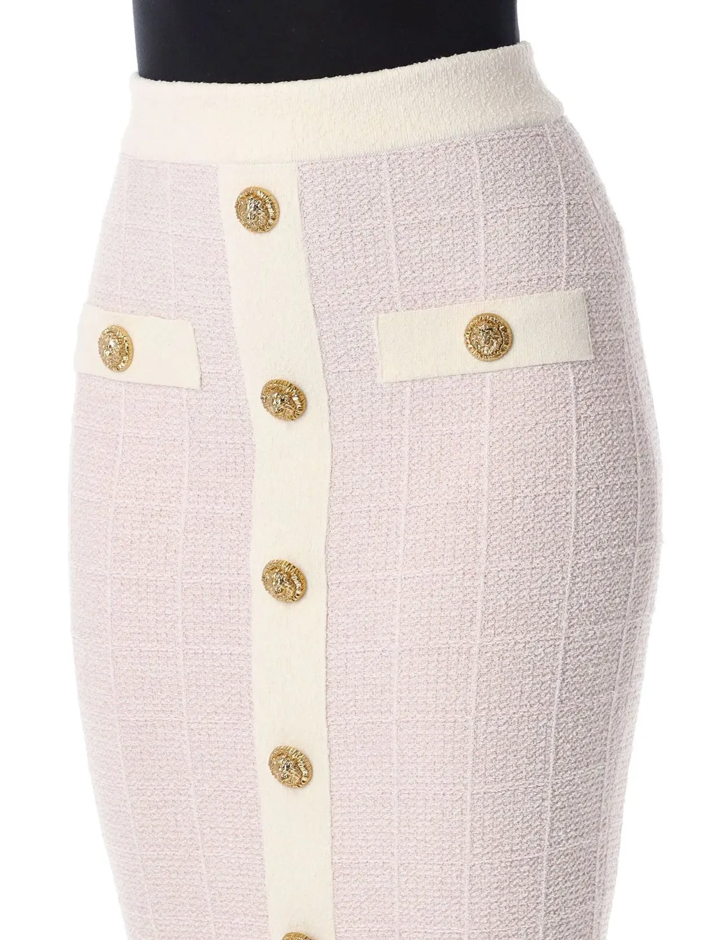 Buttoned Tweed Skirt