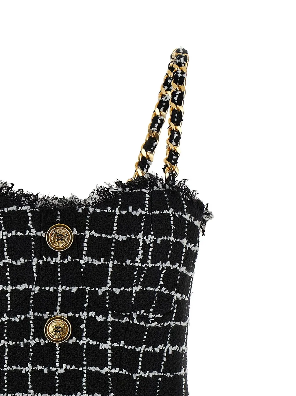 Chain Straps Tweed Dress