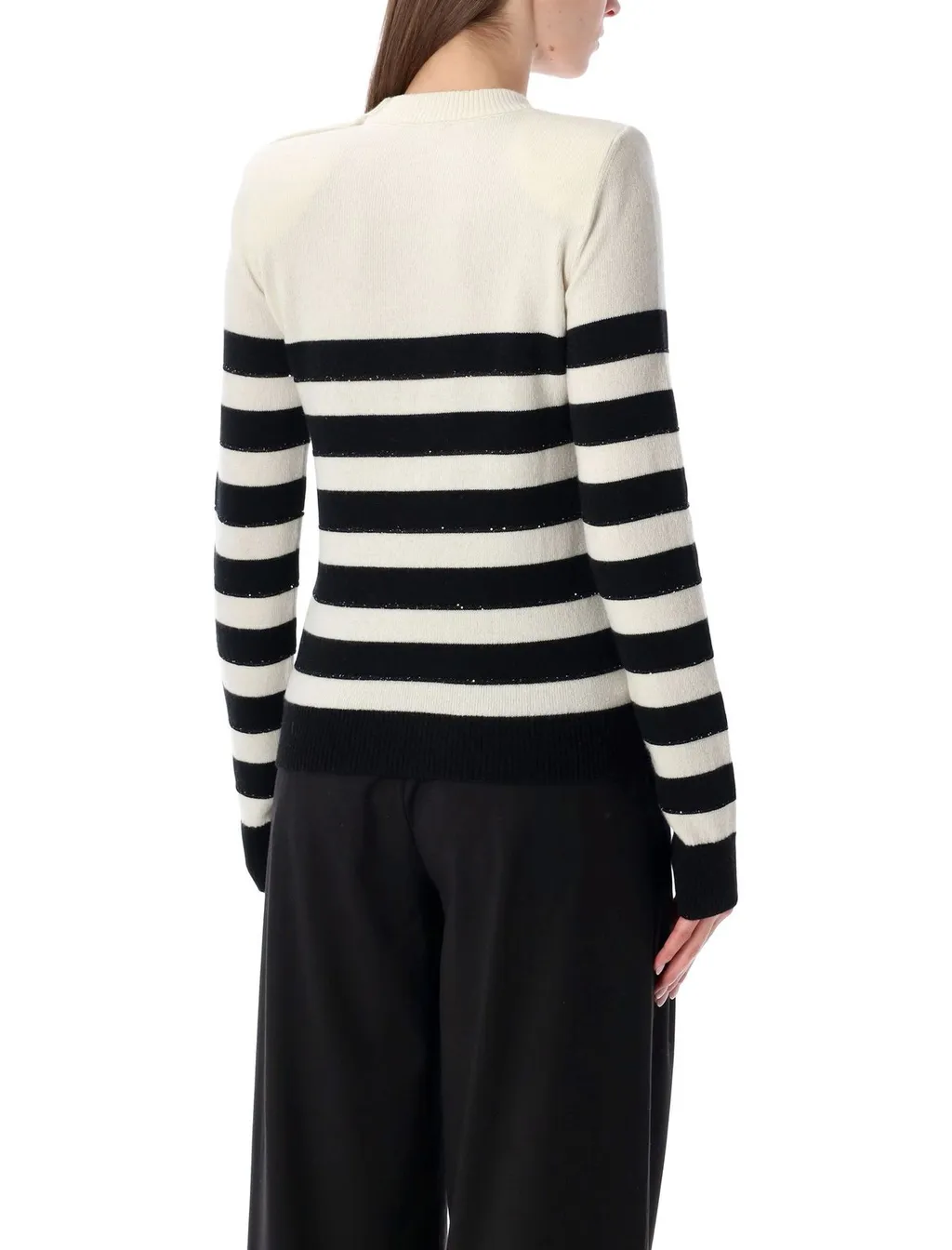 Striped Buttoned Knit Jumper