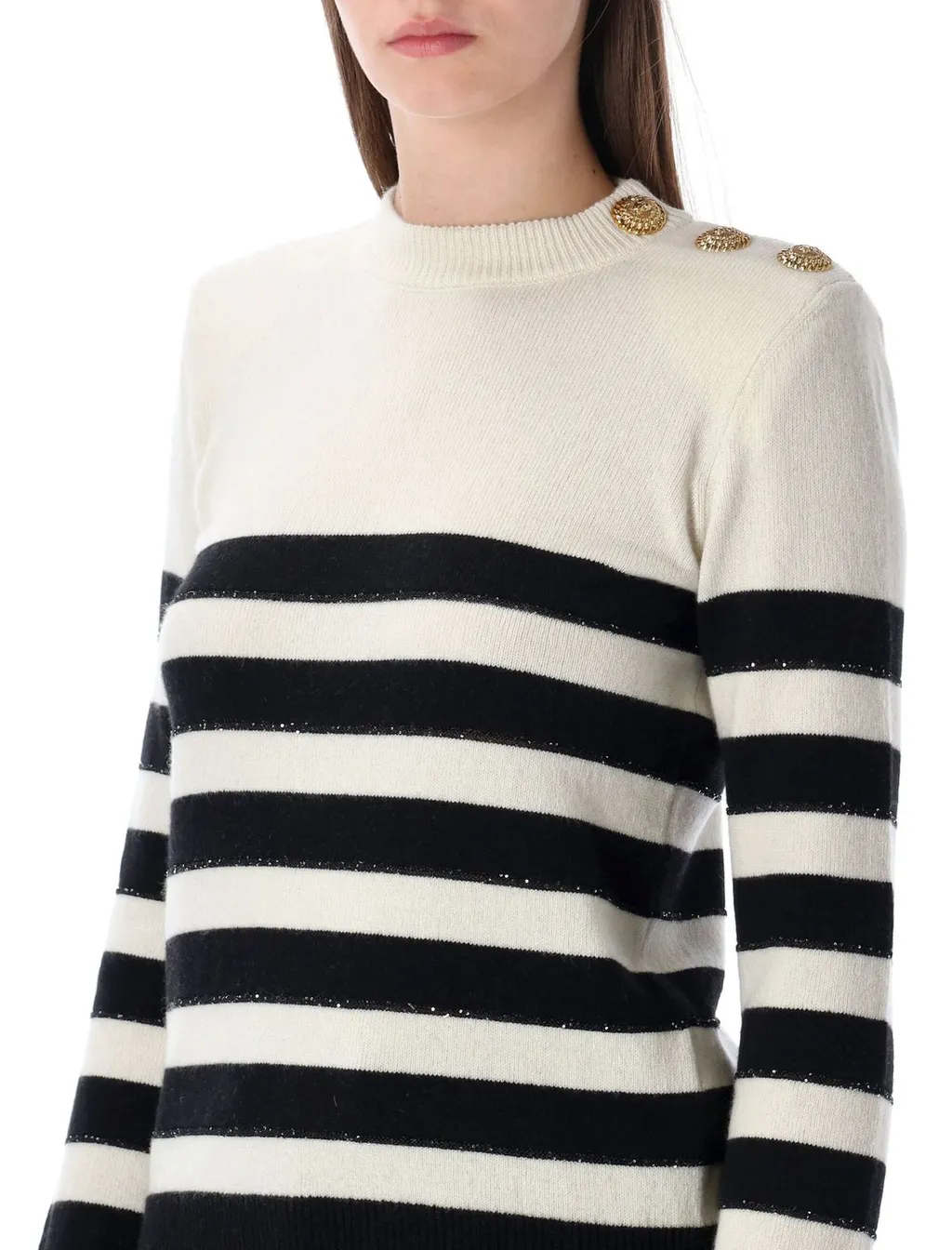 Striped Buttoned Knit Jumper