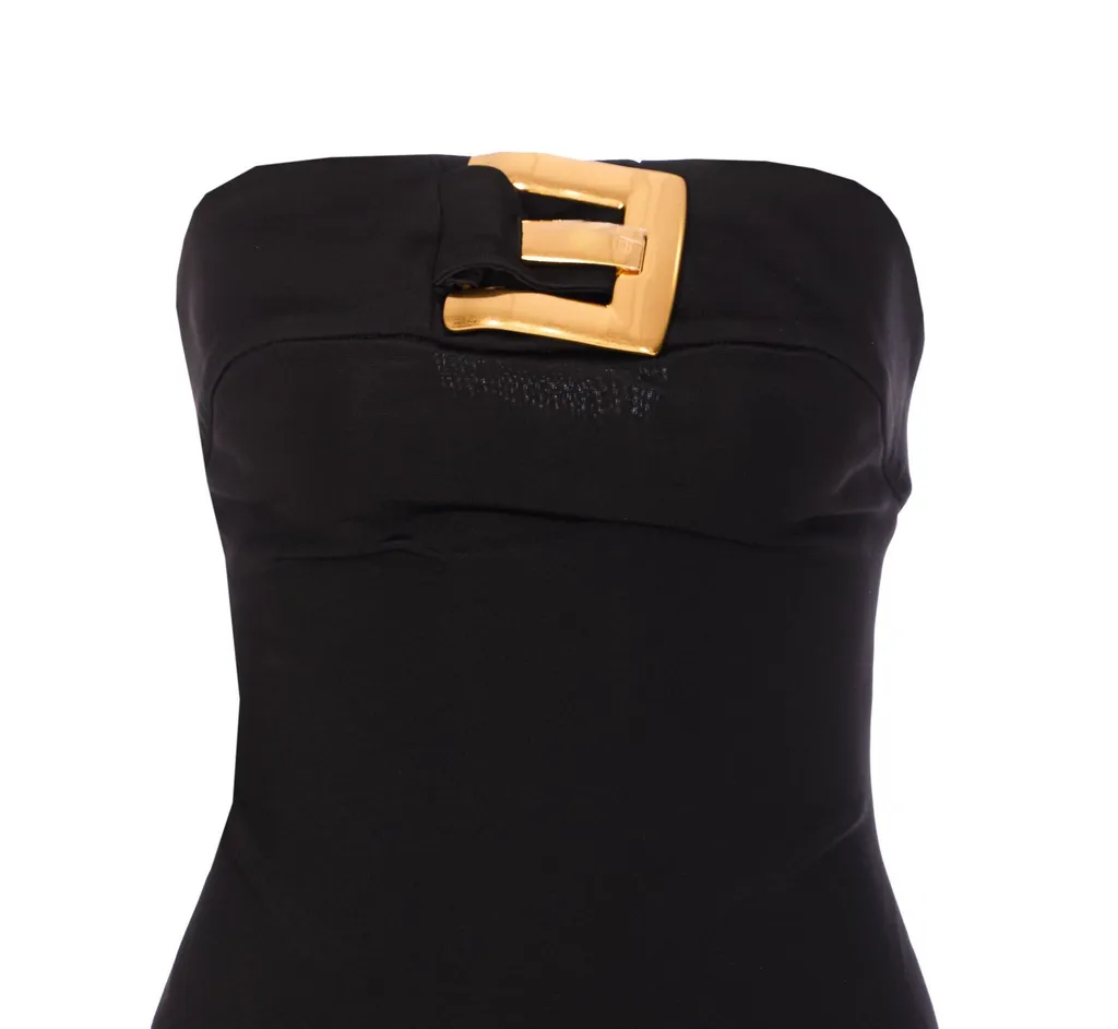 Buckle Detailed Off-The-Shoulder Dress