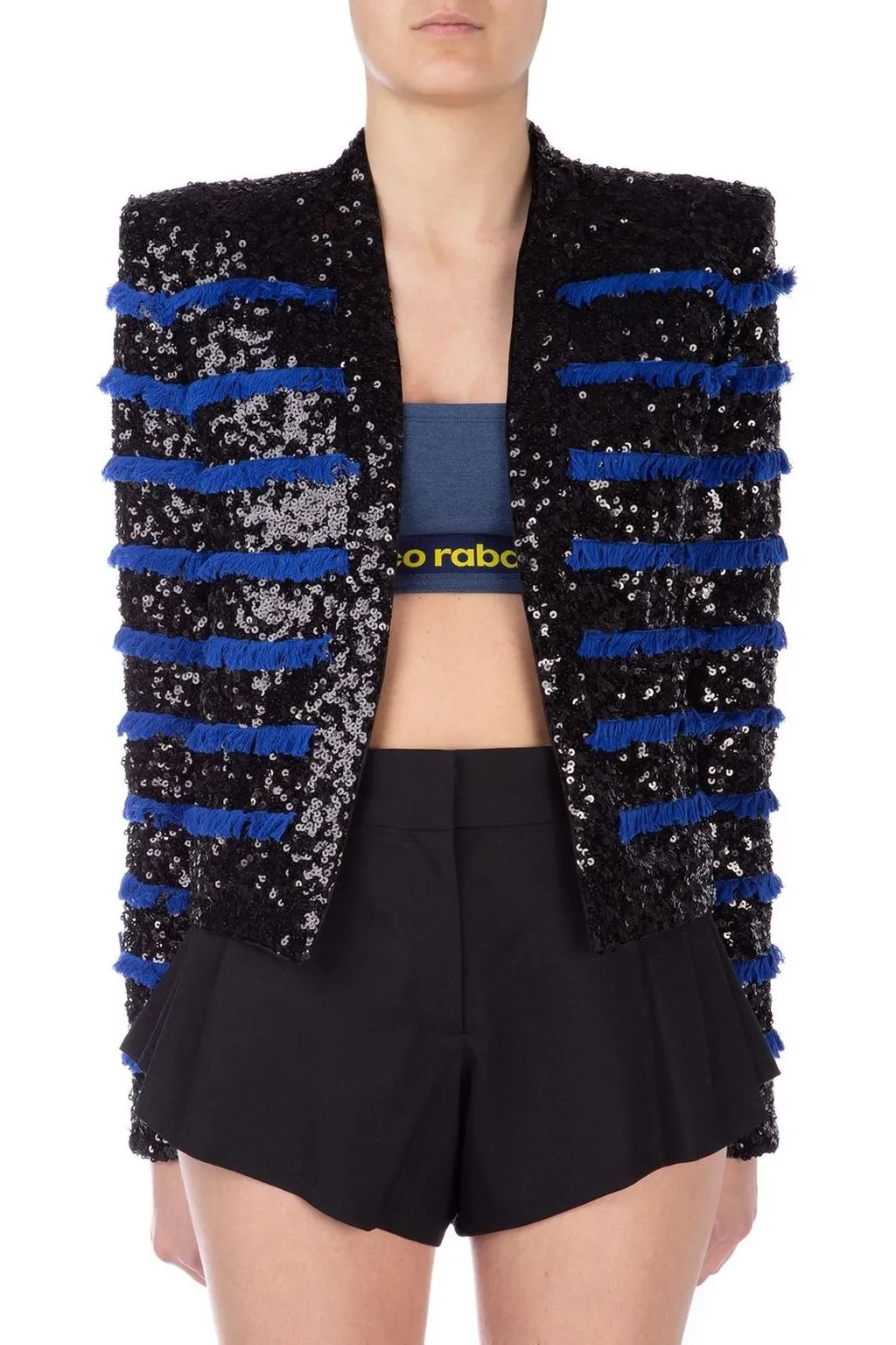 Fringed Sequinned Cropped Jacket