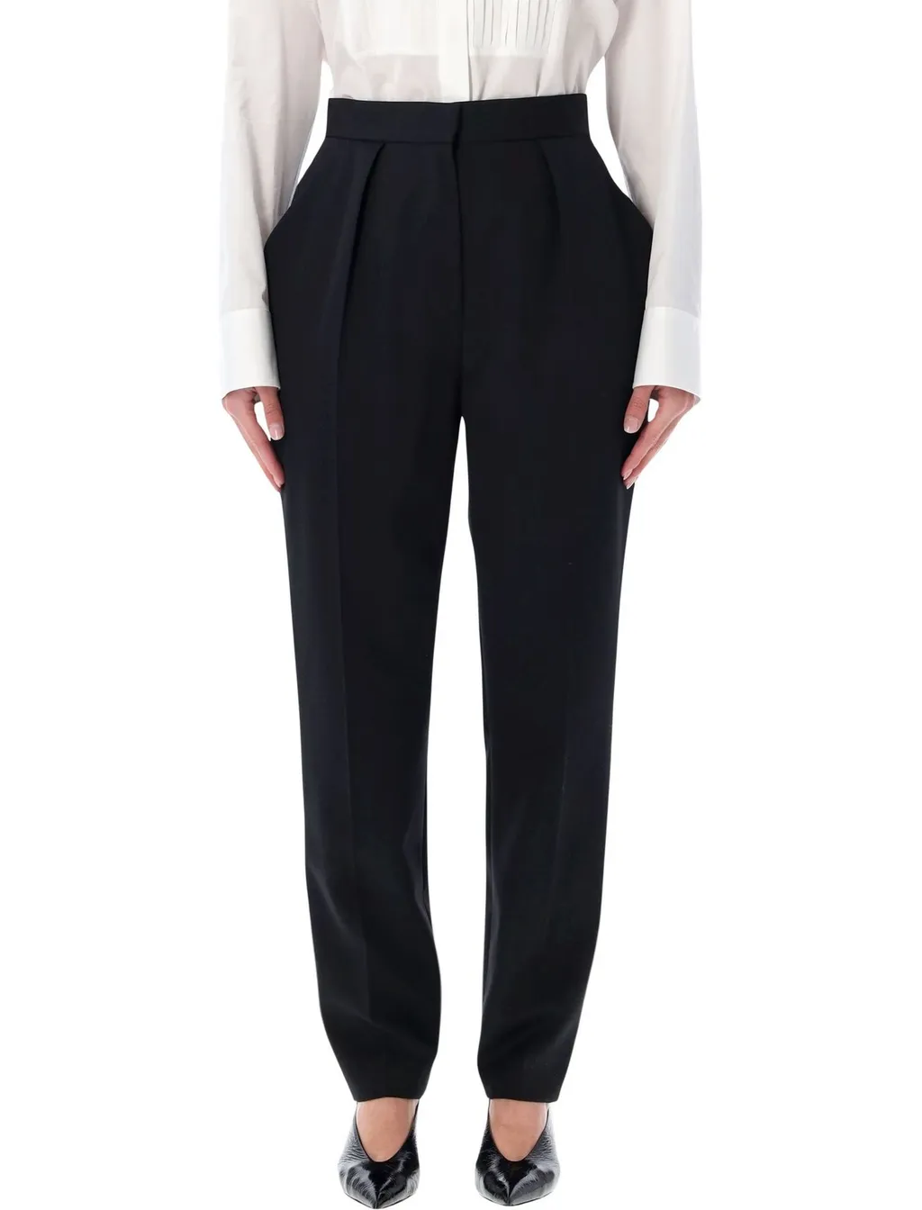 High Waisted Grain De Poudre Trousers