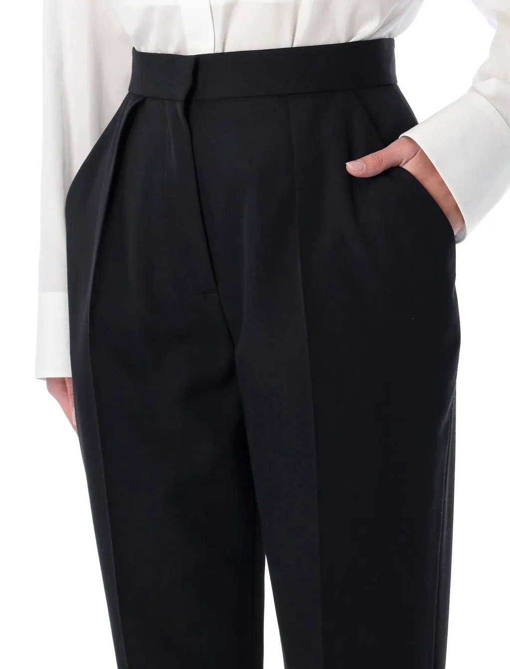 High Waisted Grain De Poudre Trousers