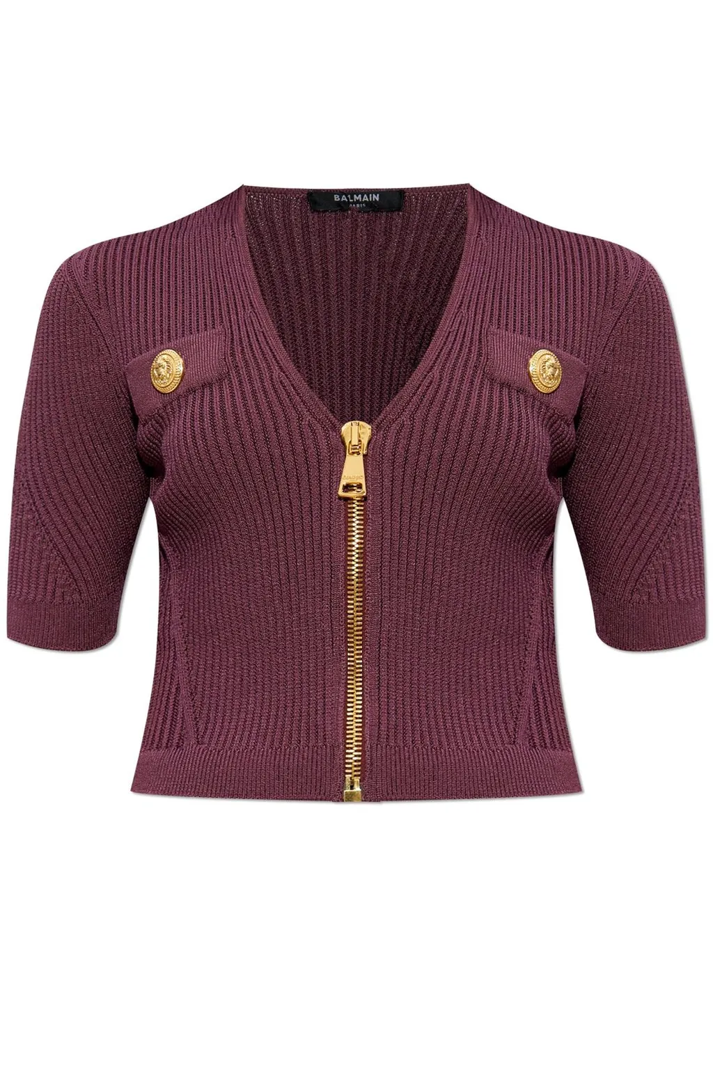 Button Embellished V-Neck Knitted Top