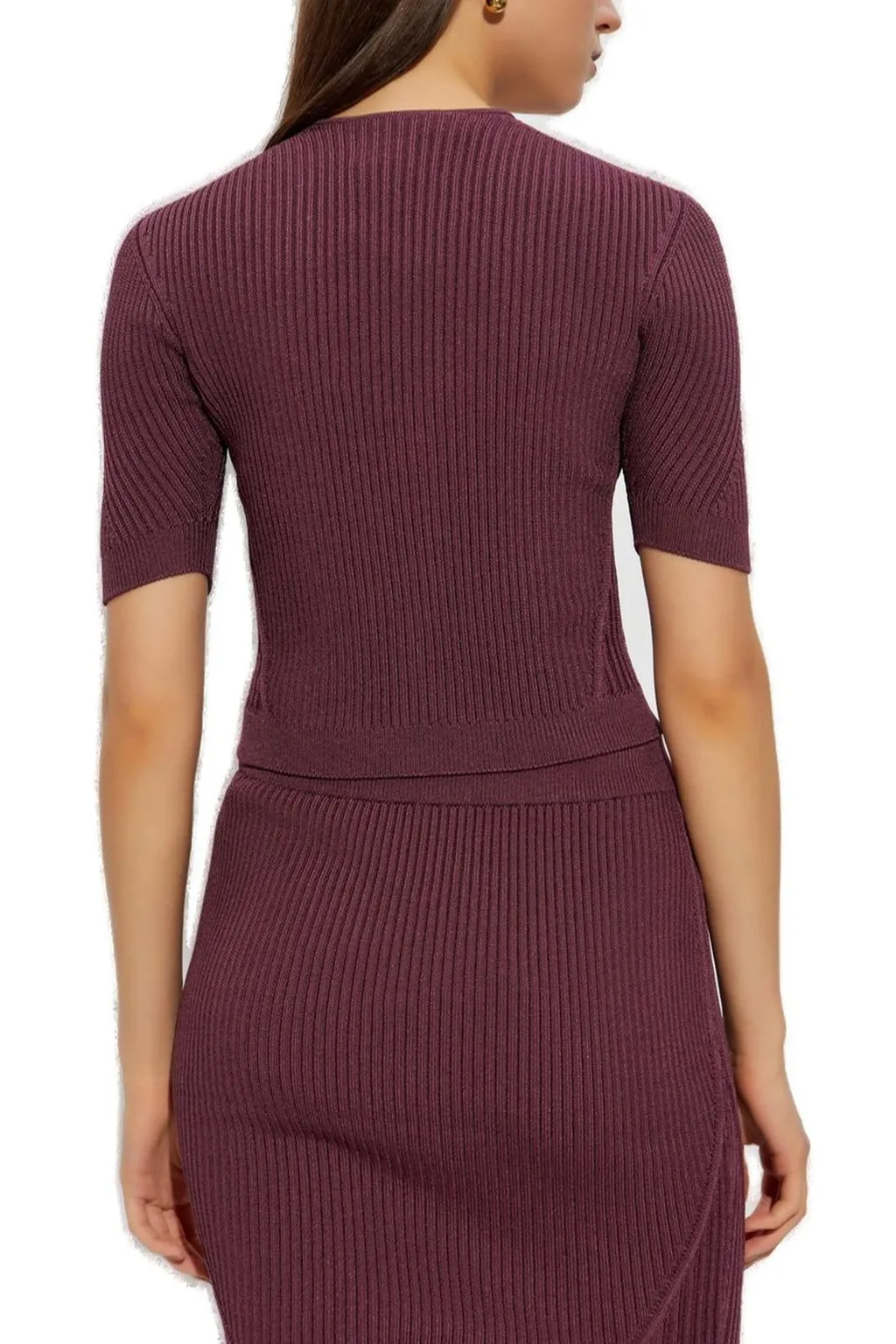 Button Embellished V-Neck Knitted Top