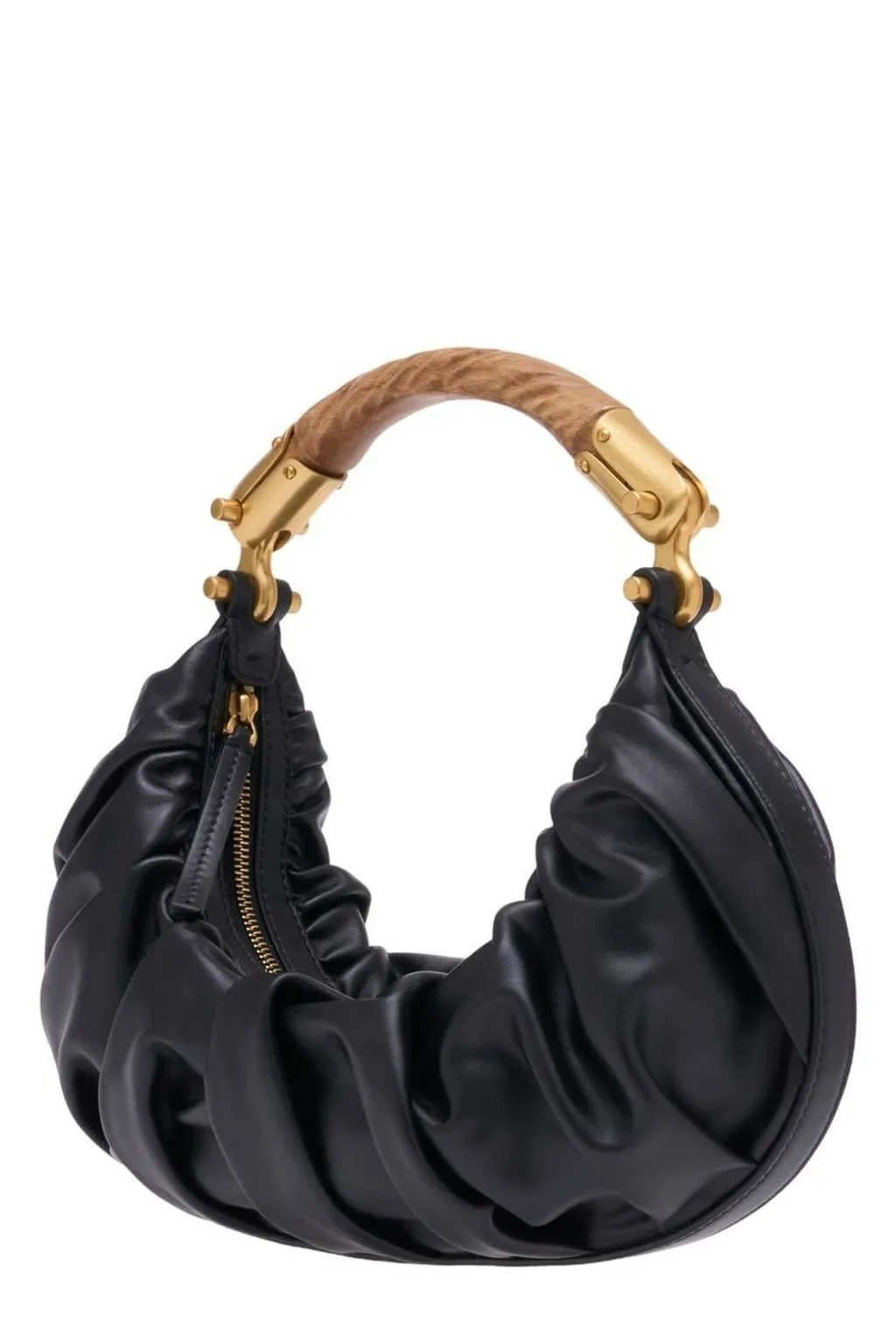 Medium Ebene Ruched Shoulder Bag