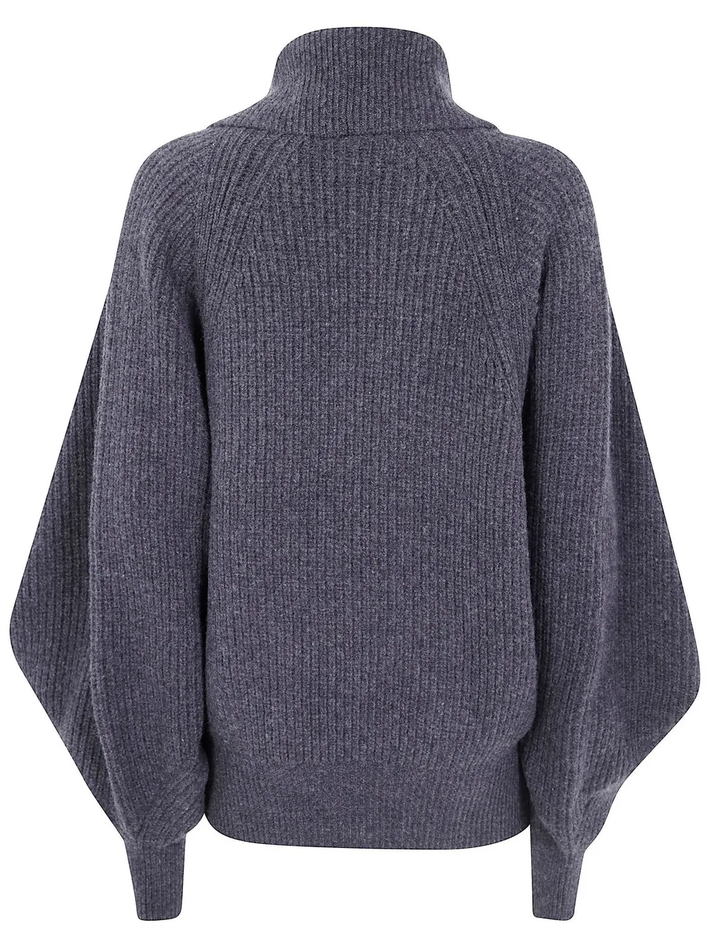 Batwing Open-Neck Ribbed Knit Sweater