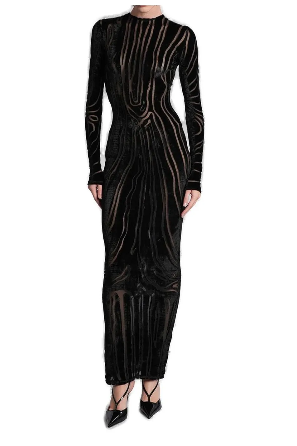 Long Zebra-Print Velvet Dress