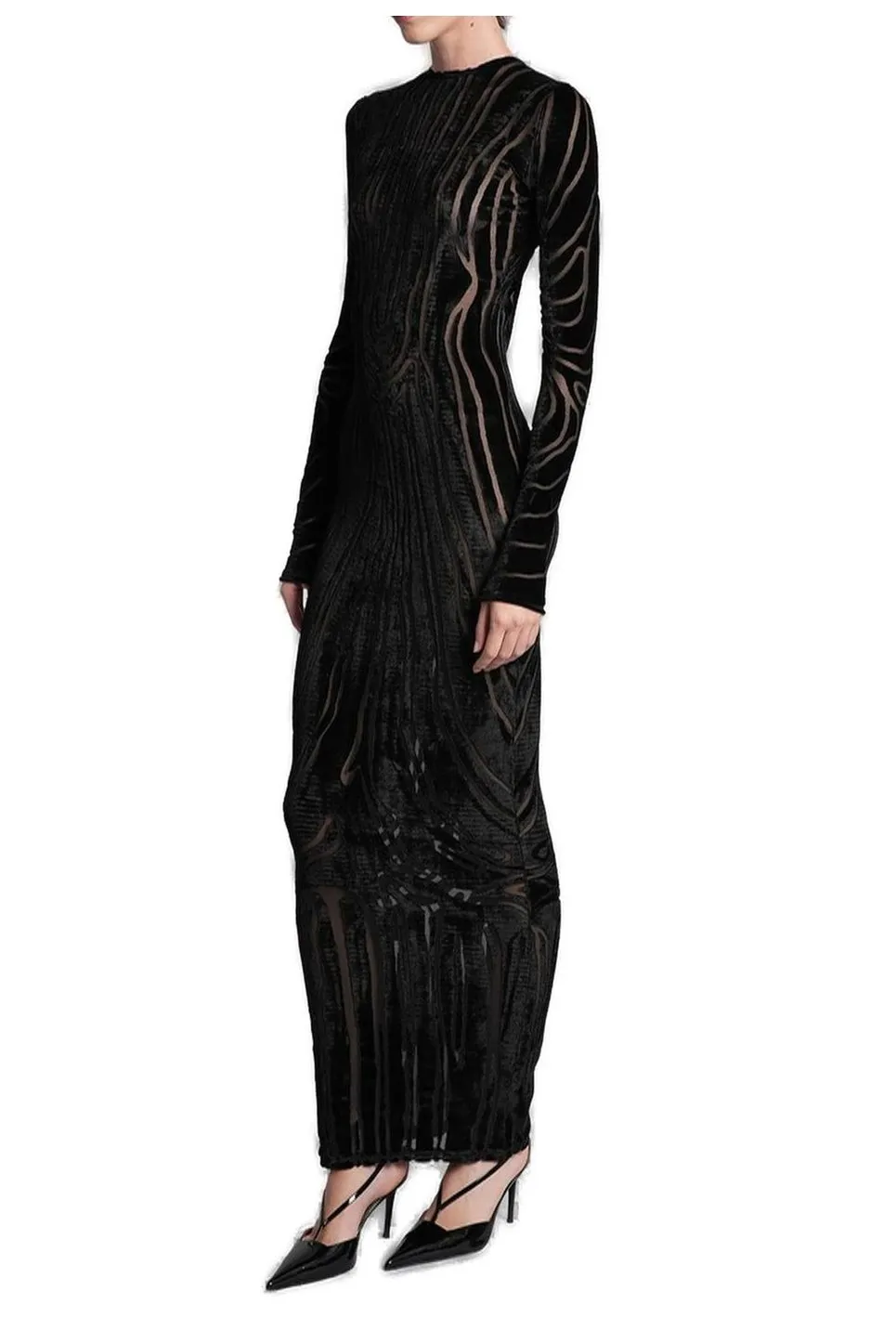Long Zebra-Print Velvet Dress