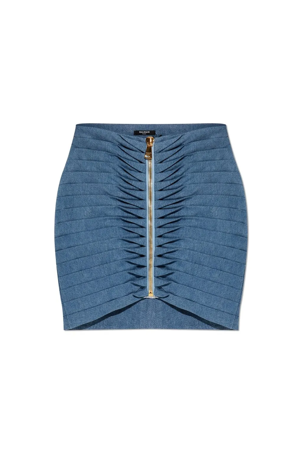 Dart Detailed Zip-Up Denim Skirt