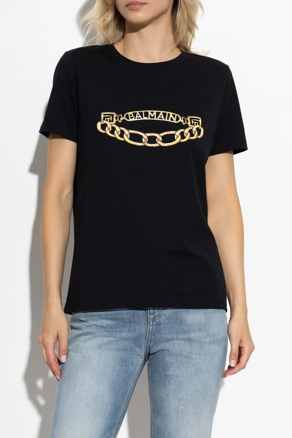 Short-Sleeved Balmain Chain Print T-Shirt