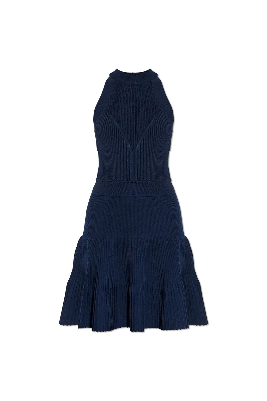 Halter-Neck Sleeveless Ribbed Dress