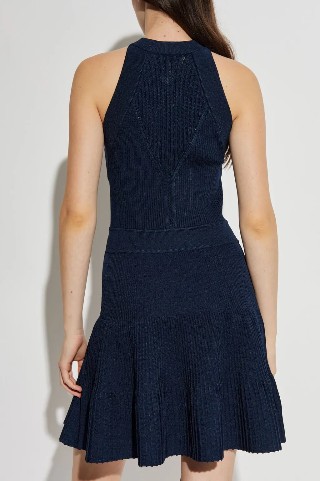 Halter-Neck Sleeveless Ribbed Dress