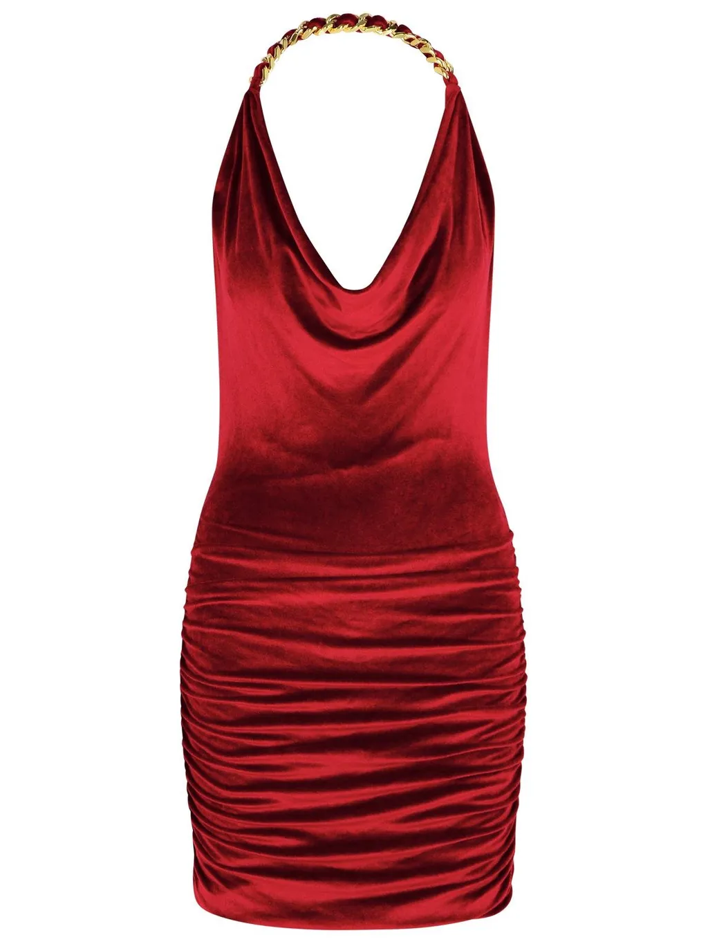 Halterneck Chain Detailed Mini Dress