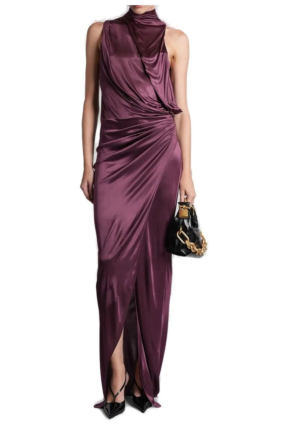 Draped Satin Long Dress