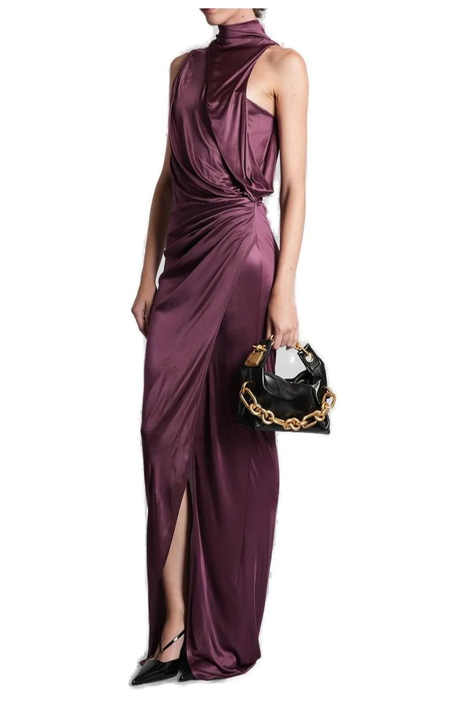 Draped Satin Long Dress