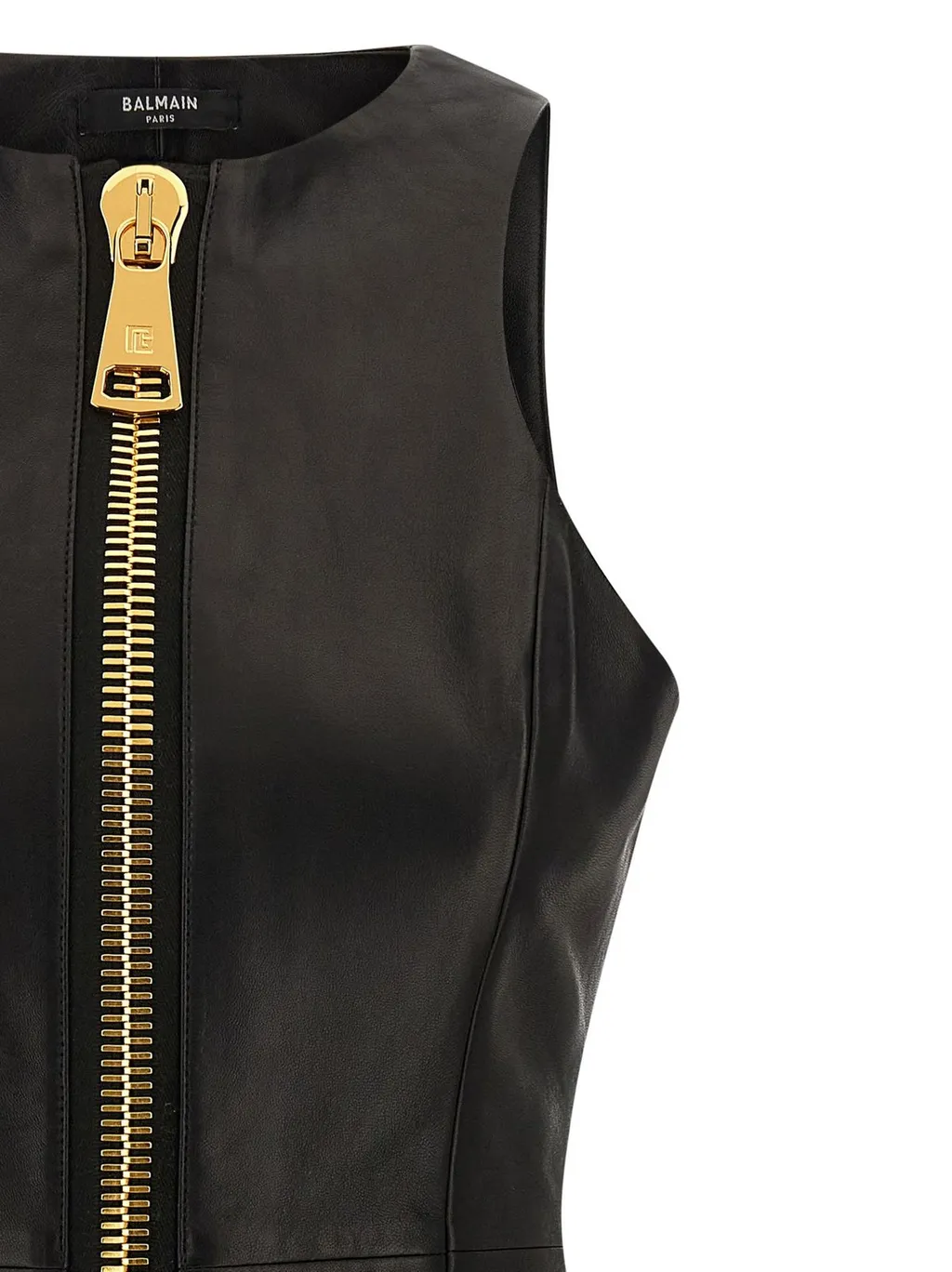 Short Sleeveless Leather Dress