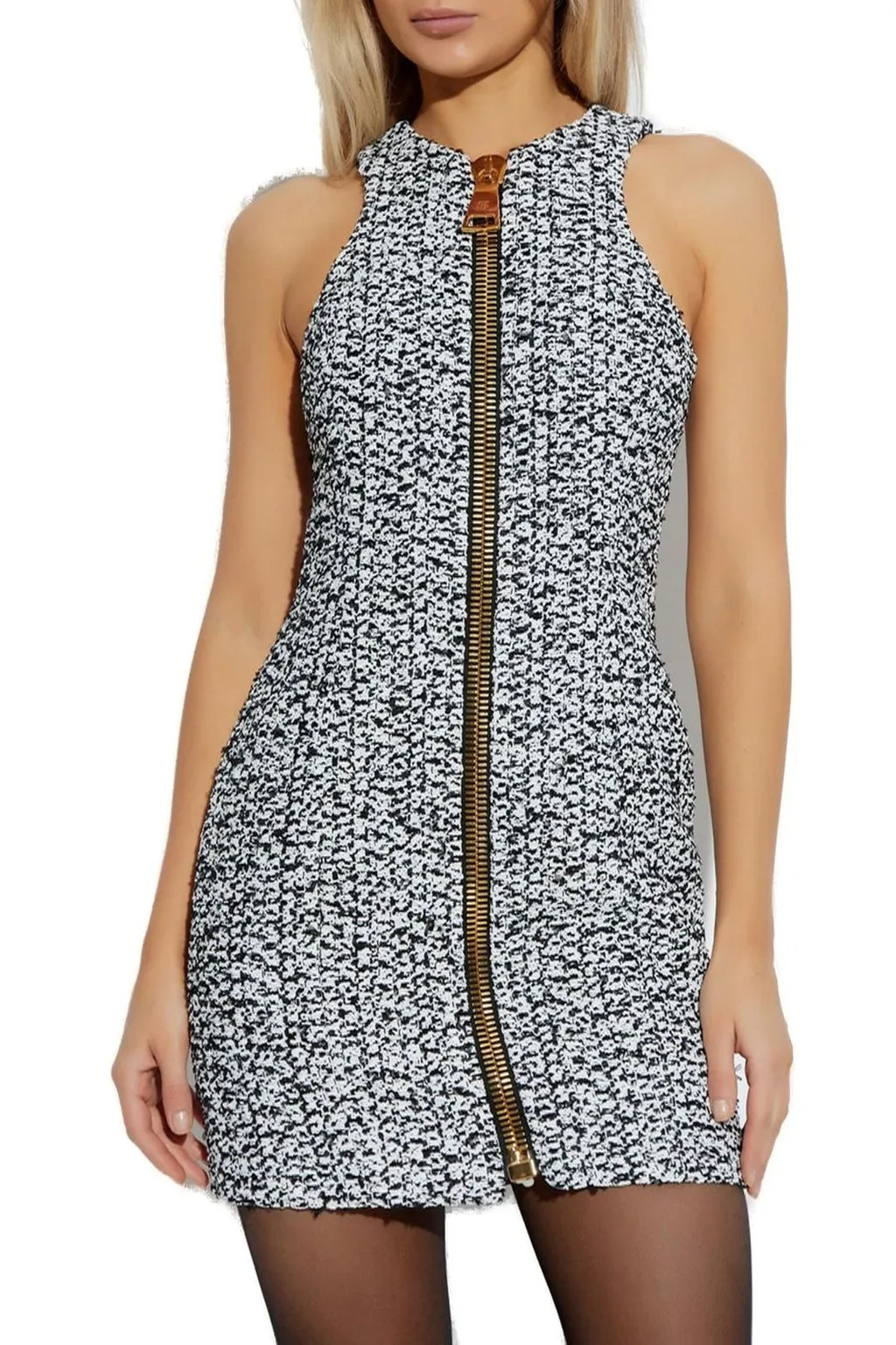 Sleeveless Tweed Mini Dress