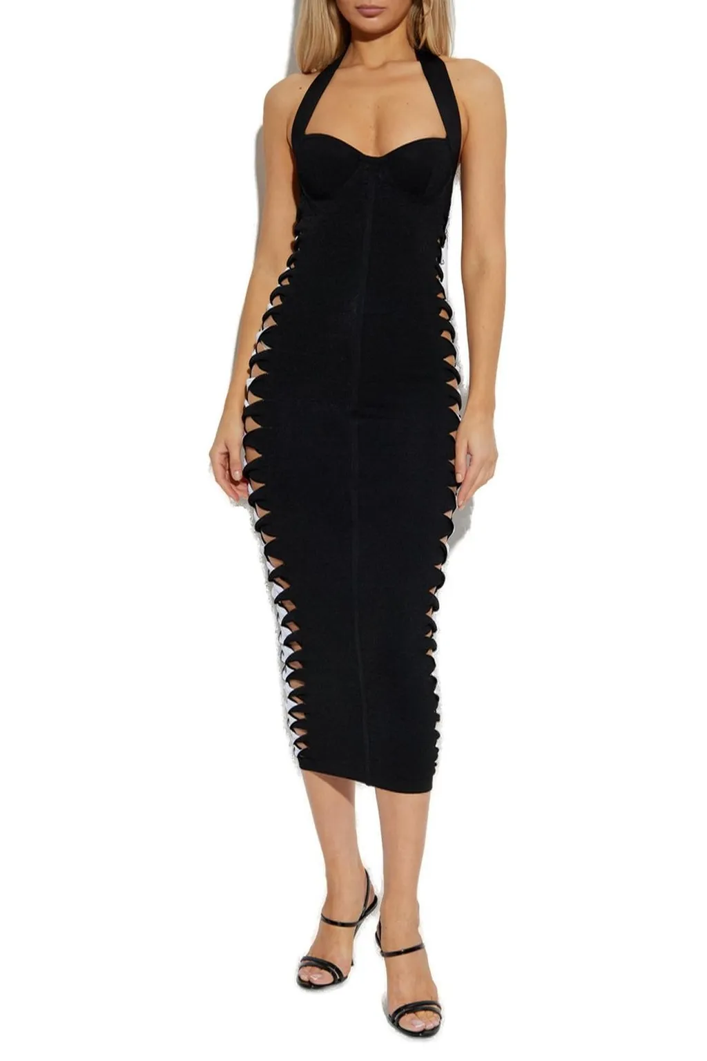 Halterneck Slits Midi Dress