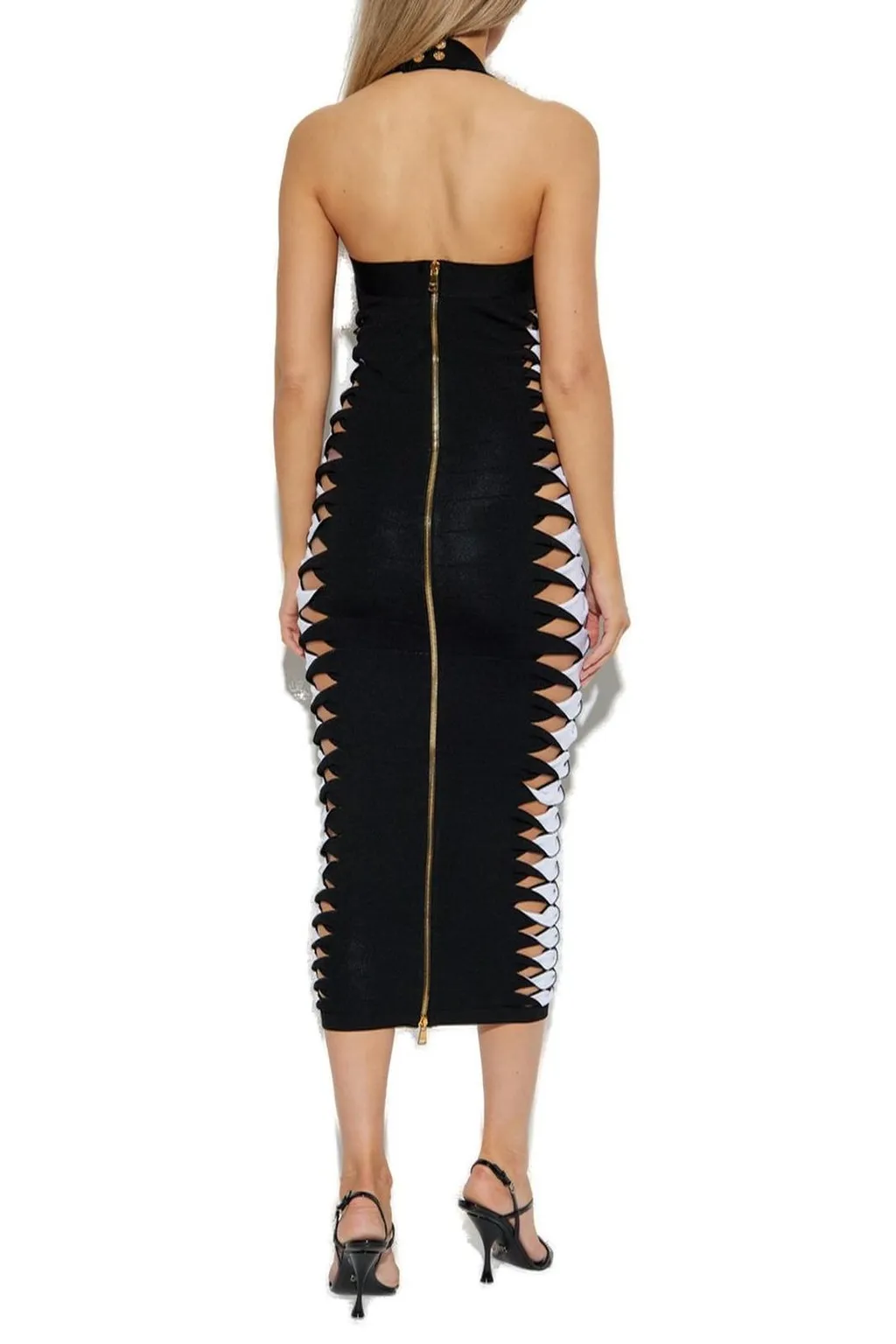 Halterneck Slits Midi Dress