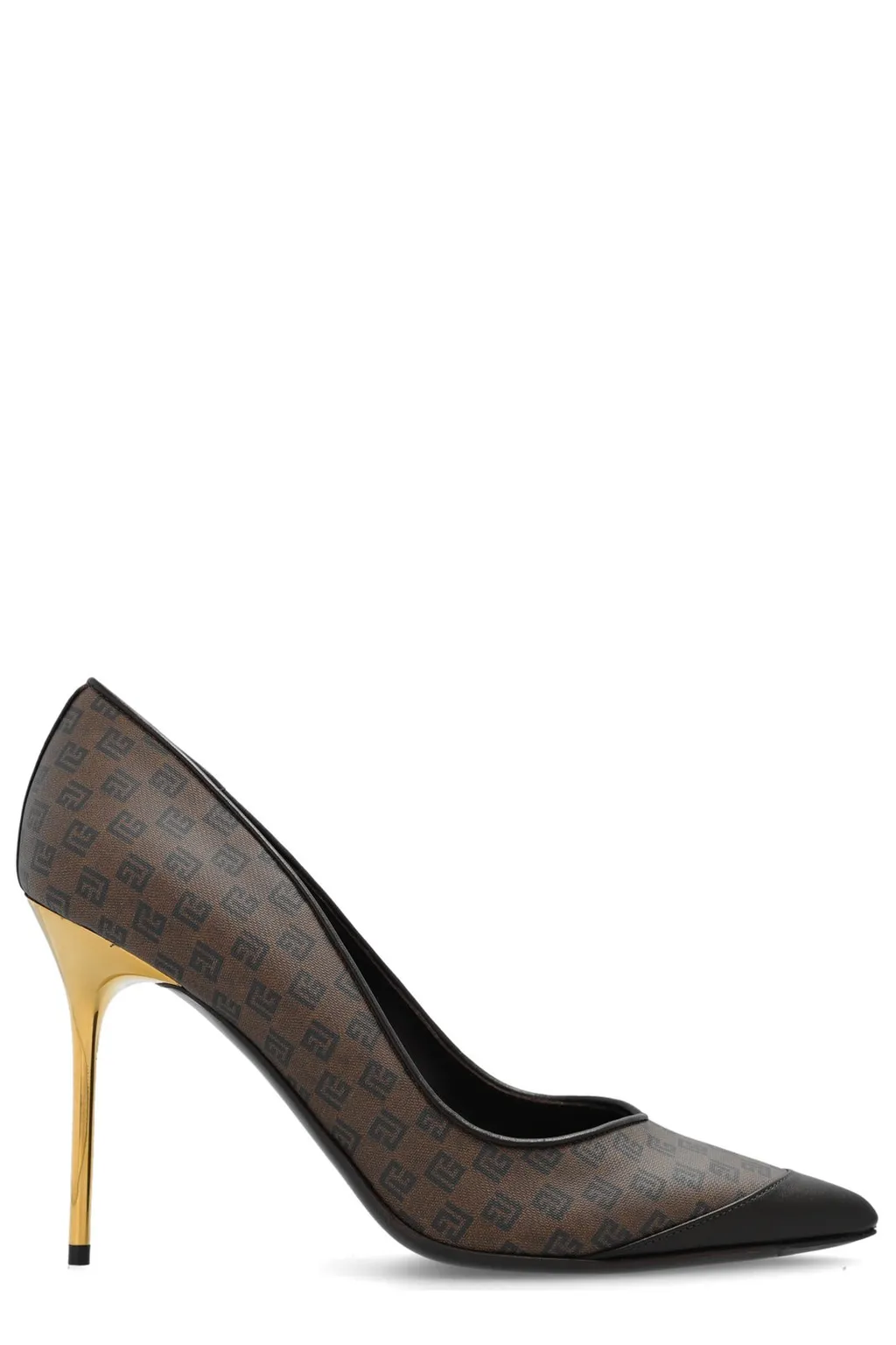 Monogrammed Pointed-Toe Pumps