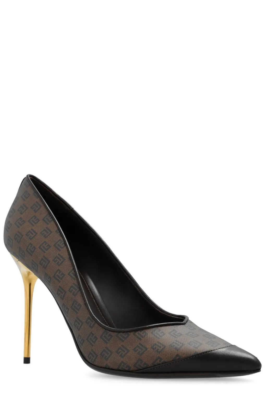 Monogrammed Pointed-Toe Pumps