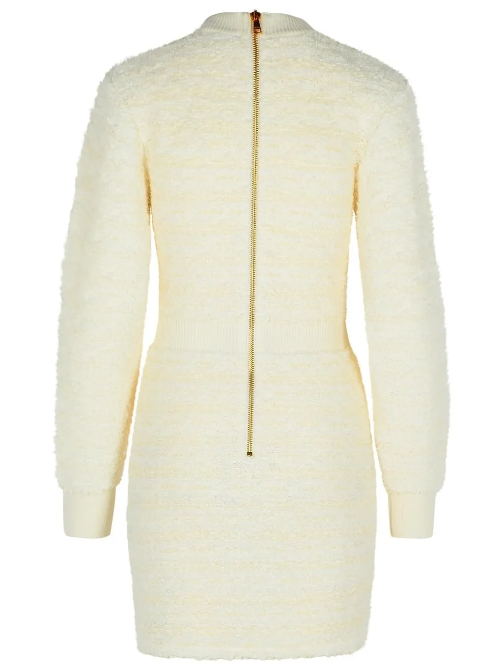 Rear Zipped Tweed Mini Dress