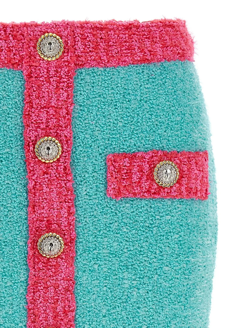 Two-Tone Buttoned Knit Skirt