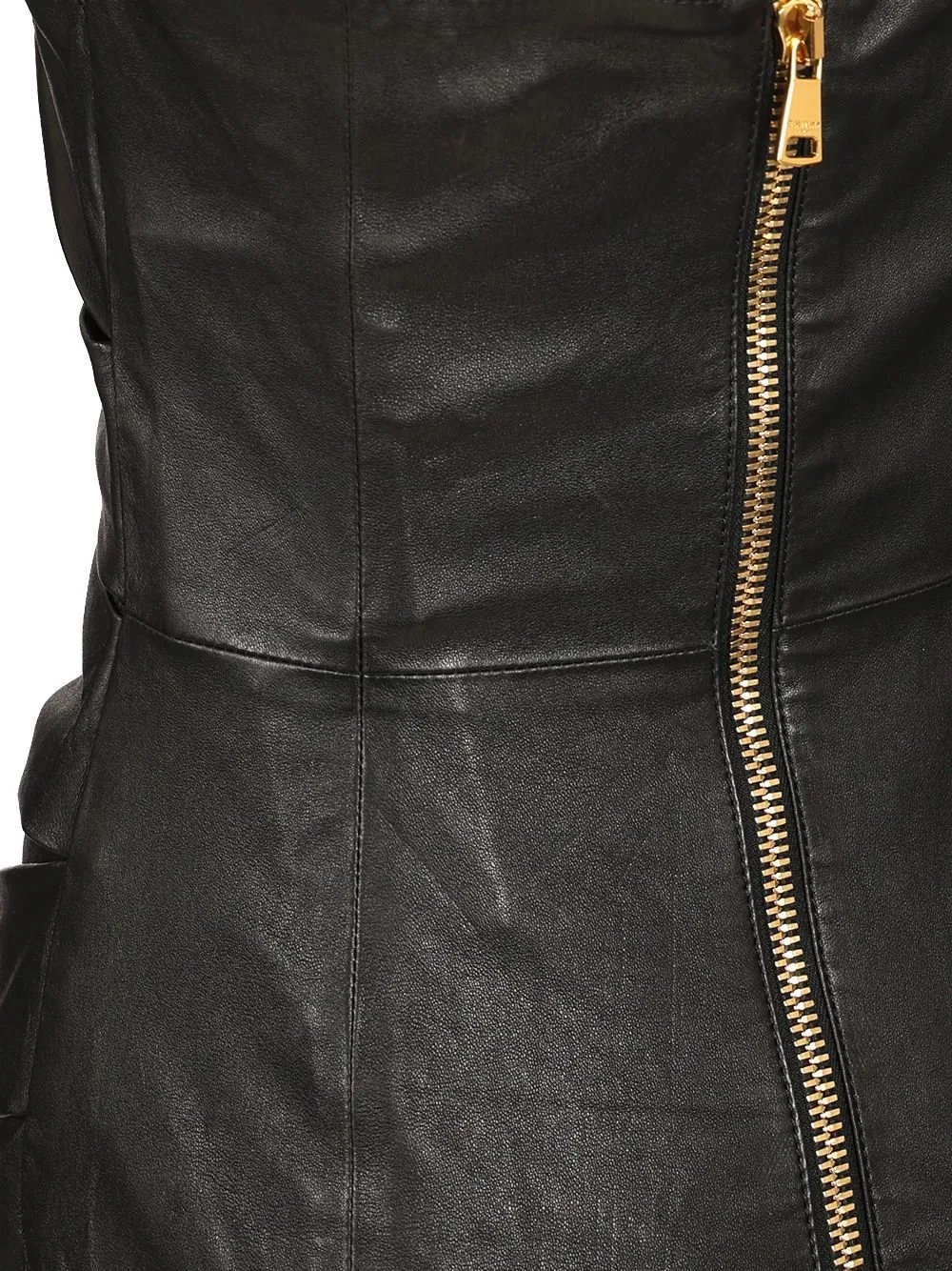 Short Draped Leather Halterneck Dress