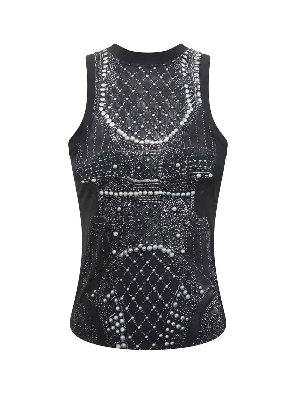 Faux Embroidery Print Soft Tank Top