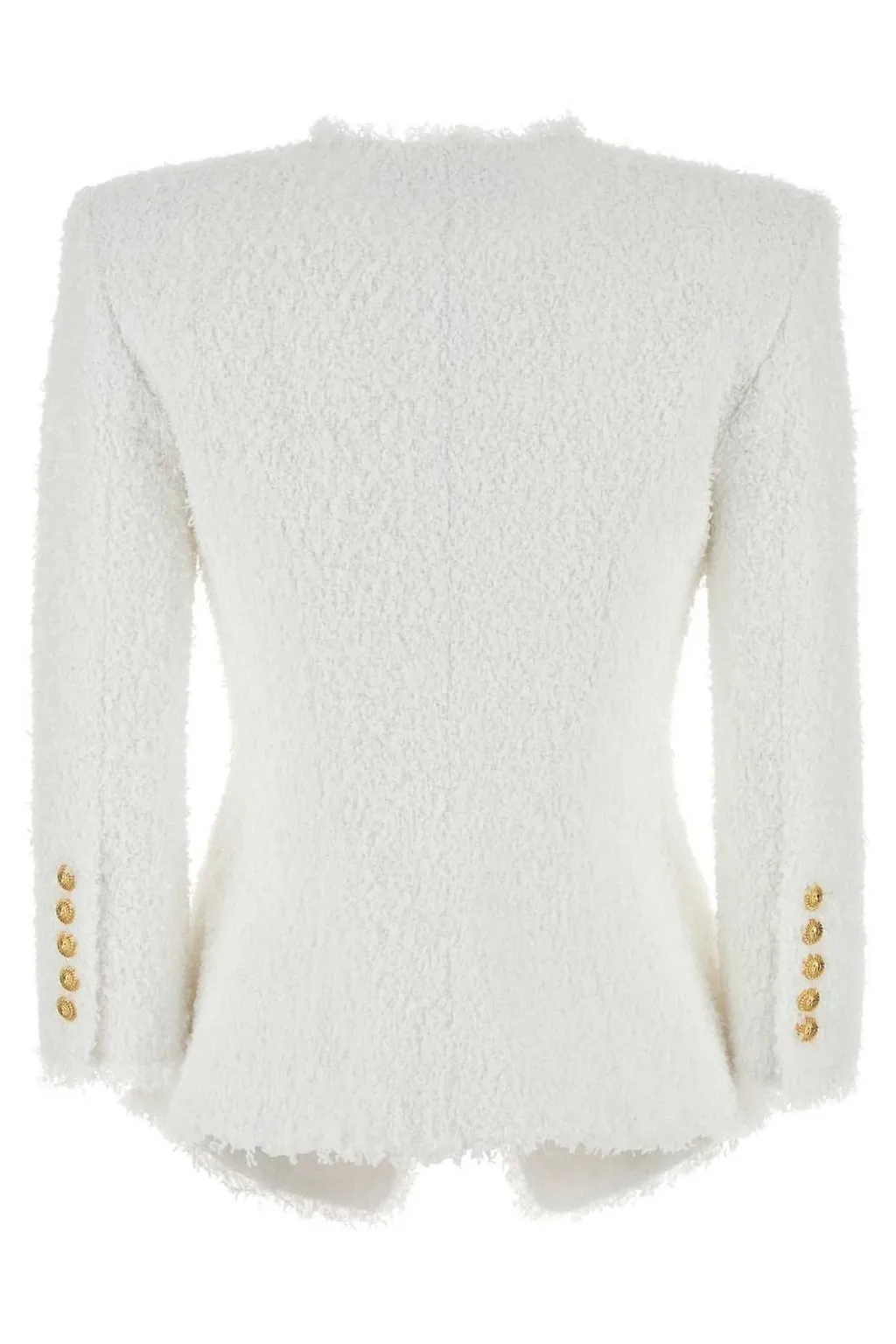 Long Sleeved Frayed Hem Tweed Jacket