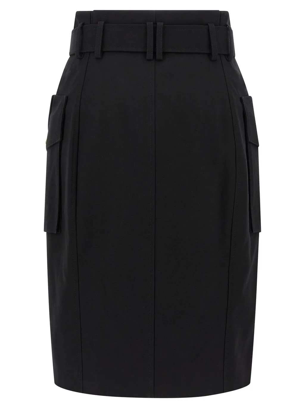 Gabardine Wrap Midi Skirt