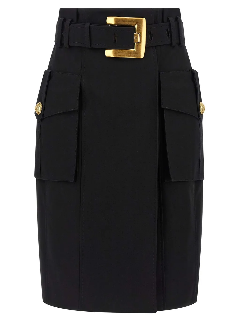 Gabardine Wrap Midi Skirt