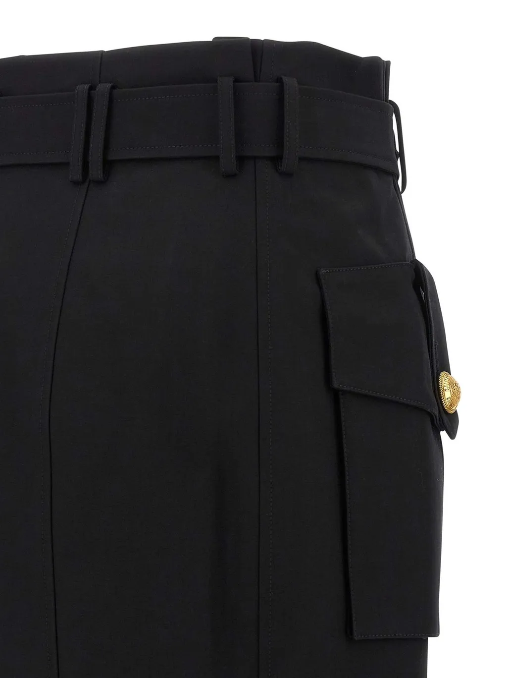 Gabardine Wrap Midi Skirt