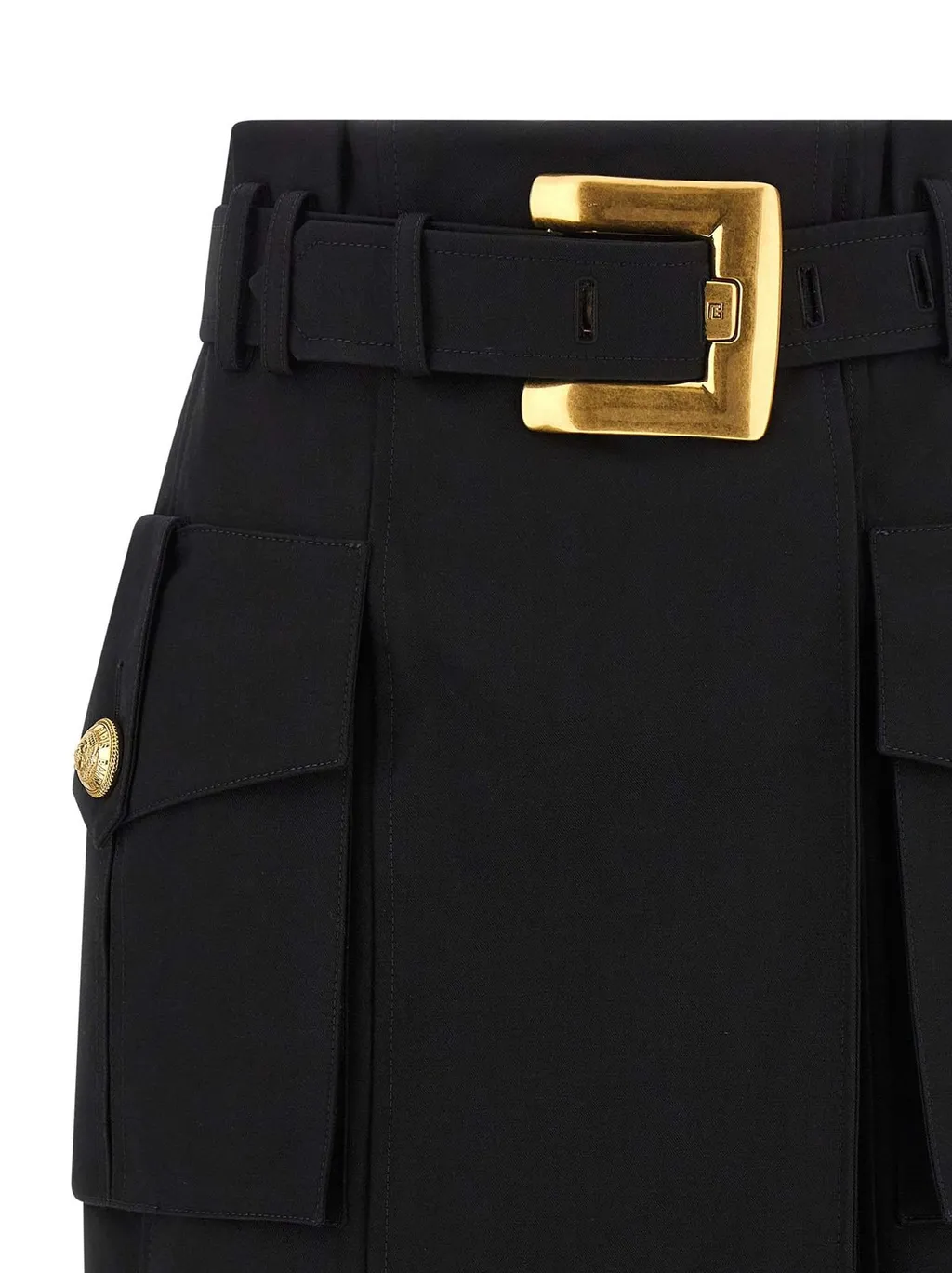 Gabardine Wrap Midi Skirt