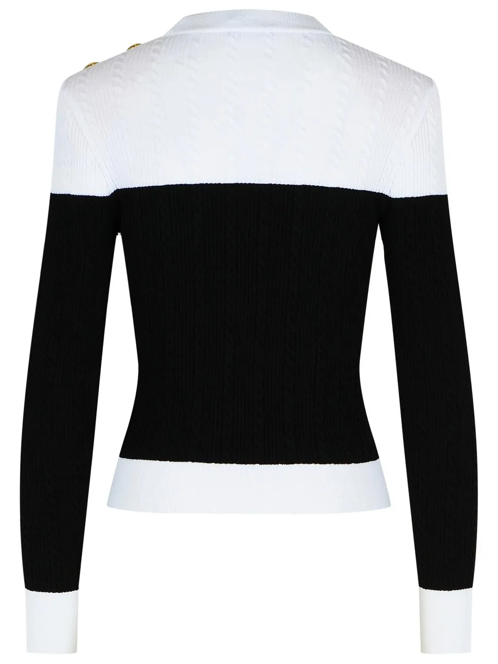 Long-Sleeved Two-Tone Knit Top