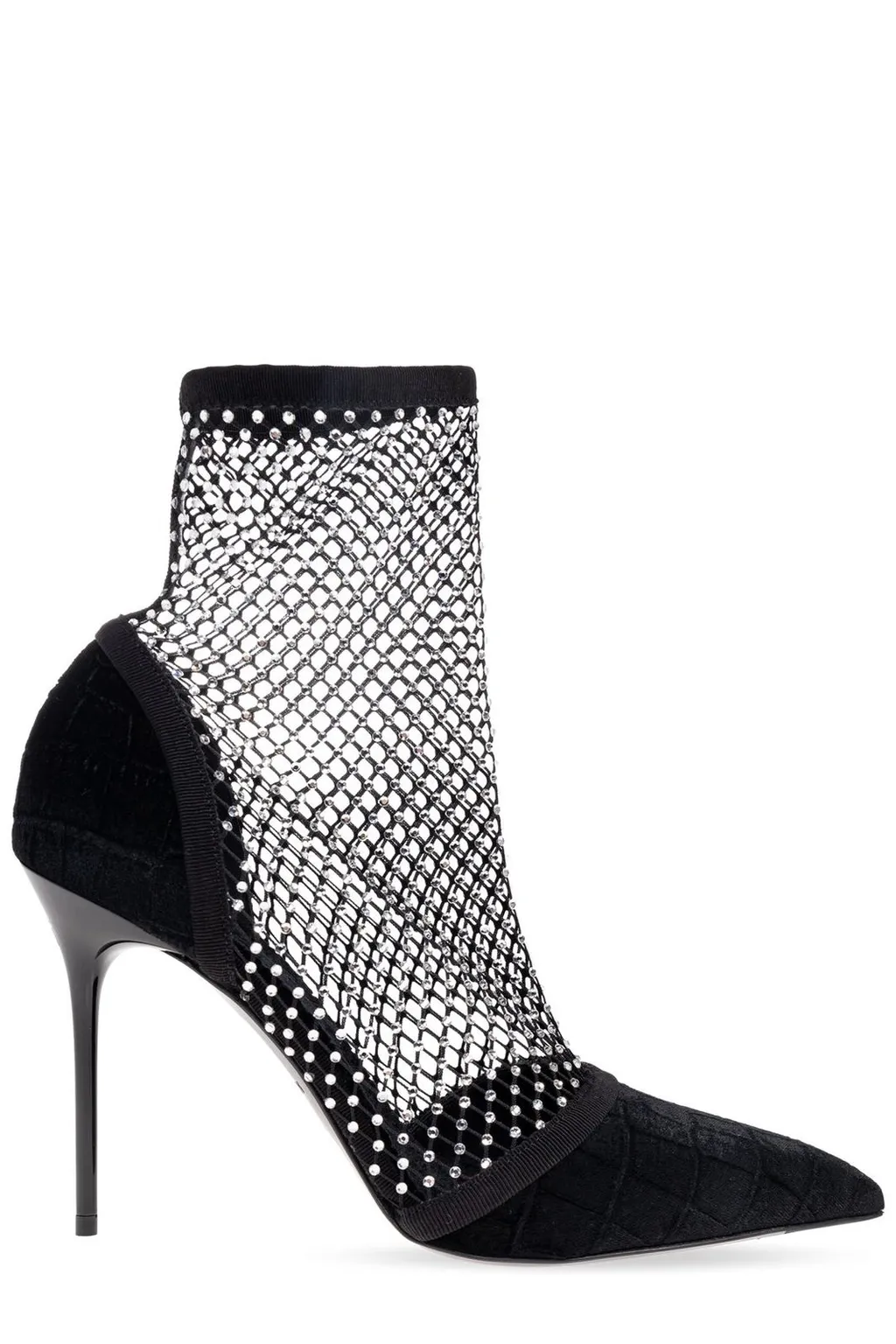 Embellished Mesh Heeled Ankle Boots