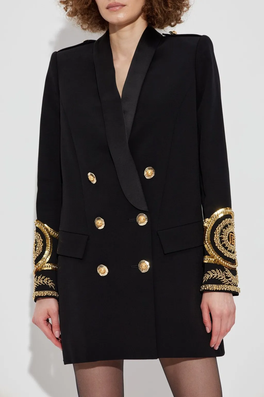 Embroidered Pattern Double-Breasted Blazer