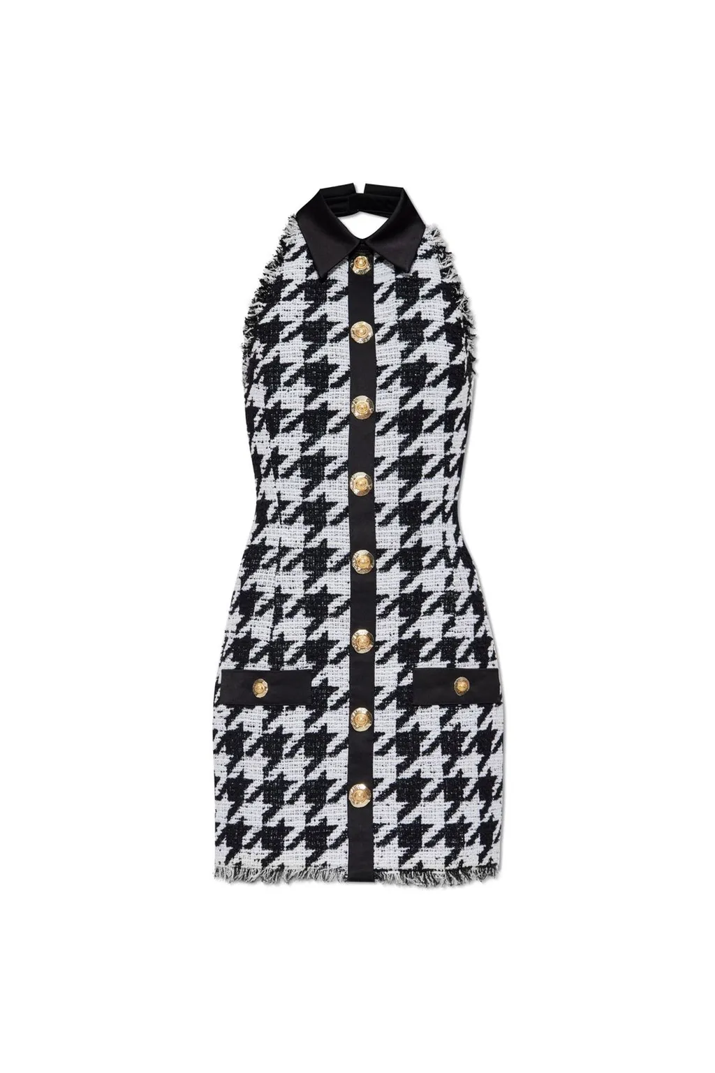 Houndstooth Tweed Mini Dress