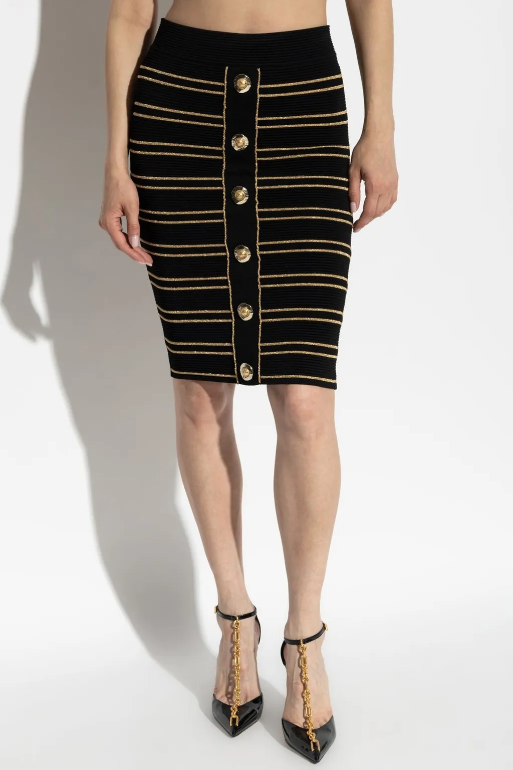 Lurex Thread Pencil Skirt