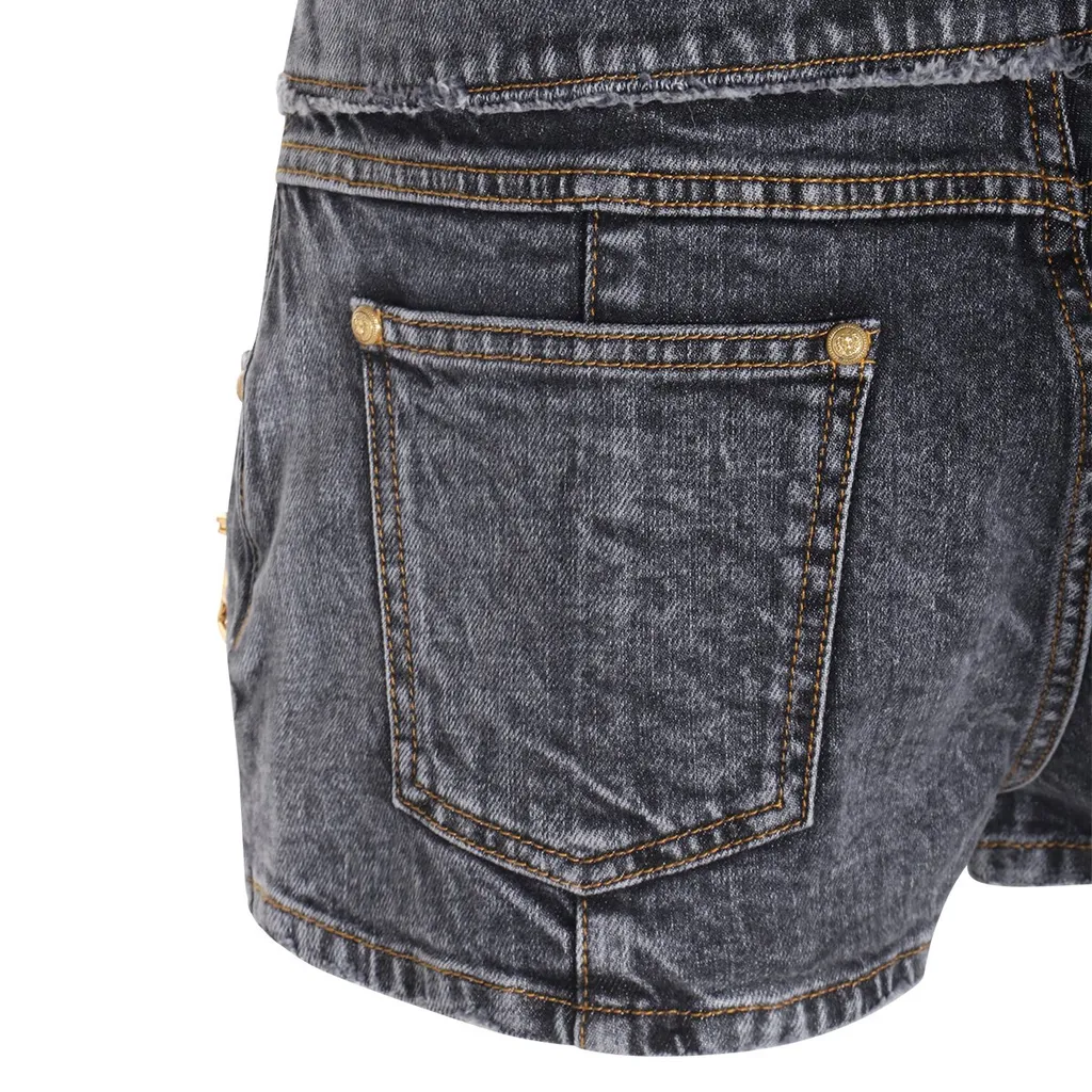 High Waist Faded Denim Mini Shorts