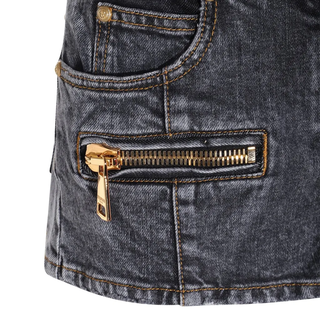 High Waist Faded Denim Mini Shorts