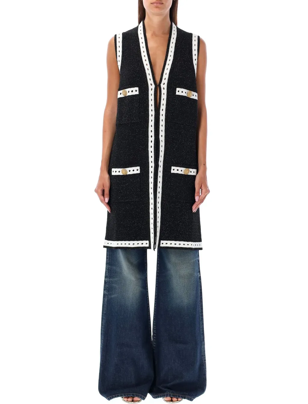 Sleeveless Long Knit Cardigan