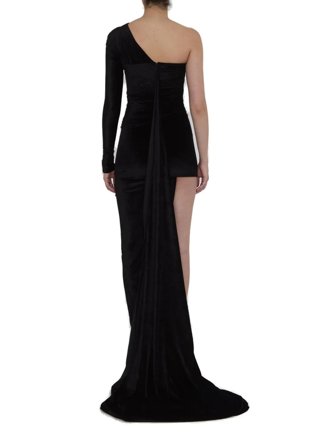 Velvet Asymmetric Draped Dress